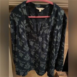 NWOT The Pioneer Woman Blue Floral Balloon Sleeve FlowyTunic Prarie Casual 1X